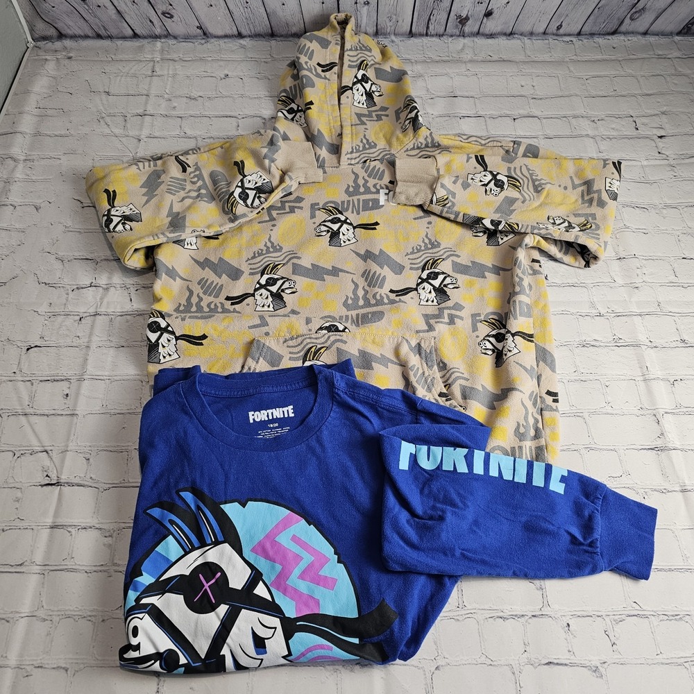 Fortnite Mad Engine Hoodie Long Sleeve T-Shirt (Lot Of 2) YOUTH Kids 18-20‎ Boys